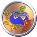Novice Expedition Badge. The badge shows Pikmin carrying a Blue Seedling.