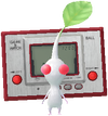 A White Special Decor Pikmin with Nintendo Consoles '80-'95 decor from Pikmin Bloom.