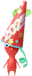 A Red Special Decor Pikmin with Party Popper 2025 decor from Pikmin Bloom.