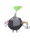 An animation of a Rock Pikmin with a Fishing Lure from Pikmin Bloom.