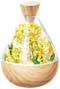 A full jar of yellow spider lily petals from Pikmin Bloom.