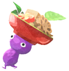 Lifelog artwork of a Purple Special Decor Pikmin with Osechi decor from Pikmin Bloom.