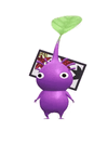 An animation of a Purple Pikmin with a Flower Card from Pikmin Bloom.