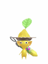 An animation of a Yellow Pikmin with Color Powder from Pikmin Bloom.