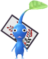 A Blue Special Decor Pikmin with Flower Card (Volume 1) decor from Pikmin Bloom.