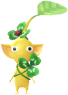 A Yellow Park Decor Pikmin with Clover decor from Pikmin Bloom.