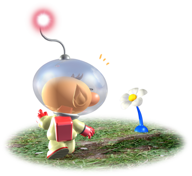 File:Olimar and Blue Pikmin sprout P1 art.png