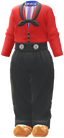 "Jacket & Flap Trousers Outfit (Red)" Mii costume in Pikmin Bloom.