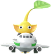 A Yellow Airport Decor Pikmin with Toy Airplane decor from Pikmin Bloom.