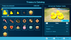 The menu for the Treasure Catalog.