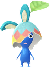 An event Blue Decor Pikmin wearing a colorful Bunny egg.