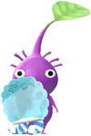A Purple Special Decor Pikmin with Reverse Valentine's Day Sticker decor from Pikmin Bloom.