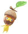 Lifelog artwork of a Yellow Forest Decor Pikmin with Acorn decor from Pikmin Bloom.