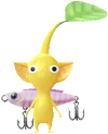 A Yellow Waterside Decor Pikmin with Fishing Lure decor from Pikmin Bloom.