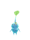 An animation of a Ice Pikmin with a green sticker from Pikmin Bloom.