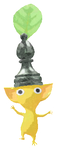 Lifelog artwork of a Yellow Special Decor Pikmin with Chess Piece decor from Pikmin Bloom.