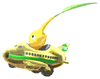 Lifelog artwork of a Yellow Special Decor Pikmin with Golden Toy Airplane decor from Pikmin Bloom.