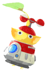 Lifelog artwork of a Yellow Special Decor Pikmin with Pikmin 4 Spaceship decor from Pikmin Bloom.