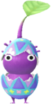 An event Purple Decor Pikmin wearing a colorful Easter egg.