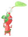 Lifelog artwork of a Red Park Decor Pikmin with Clover decor from Pikmin Bloom.