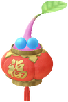 A Winged Special Decor Pikmin with Lunar New Year Ornament: Red decor from Pikmin Bloom.