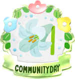 Lily Community Day badge from Pikmin Bloom.