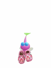 An animation of a Winged Pikmin with Klompen Keychain from Pikmin Bloom.
