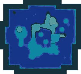 The texture for Seafloor Resort Sublevel 1's radar map in Pikmin 4, rotated to face north and with the water edited in.