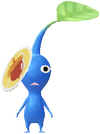 A Blue Special Decor Pikmin with Fall Sticker decor from Pikmin Bloom.