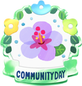 Blue Hibiscus Community Day badge from Pikmin Bloom.