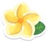 Lifelog artwork of a yellow frangipani from Pikmin Bloom.