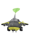 An animation of a Rock Pikmin with a Toy Airplane from Pikmin Bloom.