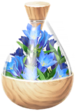 A full jar of blue gentians petals from Pikmin Bloom.