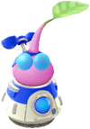 A Winged Special Decor Pikmin with Pikmin 4 Spaceship decor from Pikmin Bloom.