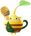 A Yellow Café Decor Pikmin with Coffee Cup (Rare) decor from Pikmin Bloom.