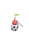 An animation of a Red Pikmin with a Ball Keychain from Pikmin Bloom