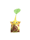 An animation of a Yellow Pikmin with a Lunar New Year Ornament: Gold from Pikmin Bloom