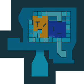 The texture for Cavern for a King Sublevel 1's radar map in Pikmin 4, rotated to face north and with the water and mud edited in.