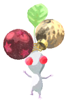 Lifelog artwork of a White Special Decor Pikmin with Ball Ornament decor from Pikmin Bloom.