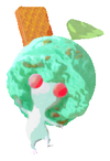 Lifelog artwork of a White Special Decor Pikmin with Ice Cream: Classic decor from Pikmin Bloom.