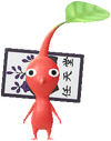 A Red Special Decor Pikmin with Flower Card (Volume 1) decor from Pikmin Bloom.
