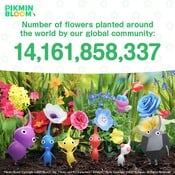 Promotional image used at the end of the event, showing the total amount of flowers.