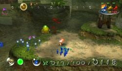 Some plateaus with Pikmin sprouts in The Final Trial in Challenge Mode.