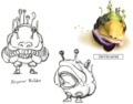 Drawings of the Emperor Bulblax from the Pikmin Official Player's Guide.