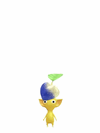 An animation of a Yellow Pikmin with a 2026 Chocolate from Pikmin Bloom.