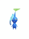 An animation of a Blue Pikmin with a Reverse Valentine’s Day Sticker from Pikmin Bloom