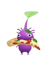 An animation of a Purple Pikmin with a Pizza from Pikmin Bloom