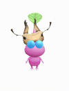 An animation of a Winged Pikmin with a Stag Beetle from Pikmin Bloom.