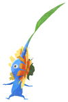 Lifelog artwork of a Blue Zoo Decor Pikmin with Dandelion decor from Pikmin Bloom.