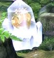 A large crystal holding a Golden Sunseed in an early version of Pikmin 3.